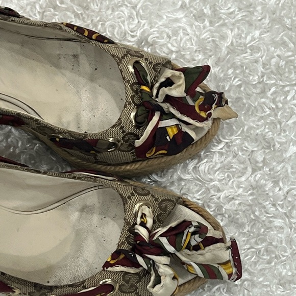 GUCCI Canvas Printed Pumps Wedge Women’s - Picture 4 of 10